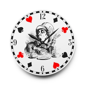 Alice in Wonderland Wall Clock | Mad Hatter | Fairytale | Vintage Wall Clock | Gothic | Victorian | Decorative Wall Clock | Wonderland Theme