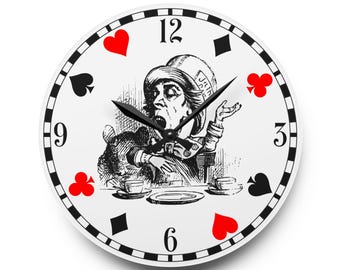 Alice in Wonderland Wall Clock | Mad Hatter | Fairytale | Vintage Wall Clock | Gothic | Victorian | Decorative Wall Clock | Wonderland Theme