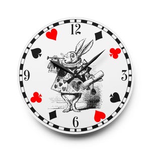 Alice in Wonderland Wall Clock | White Rabbit | Fairytale | Vintage Clock | Retro | Gothic | Victorian | Decorative Wall Clock | Alice Theme