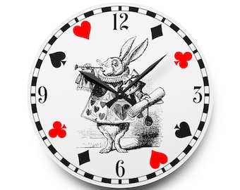 Alice in Wonderland Wall Clock | White Rabbit | Fairytale | Vintage Clock | Retro | Gothic | Victorian | Decorative Wall Clock | Alice Theme