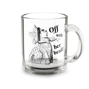 Alice in Wonderland Glass Mug | Queen of Hearts | Off With Her Head | Tea Lovers | Vintage Wonderland Mug | Unique Gift | Collectors Item