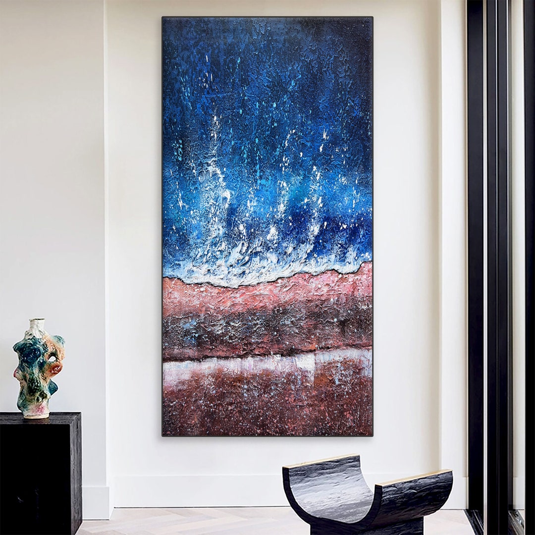 Large Beach Painting Ocean Painting on Canvas Ocean Abstract Wall Art
