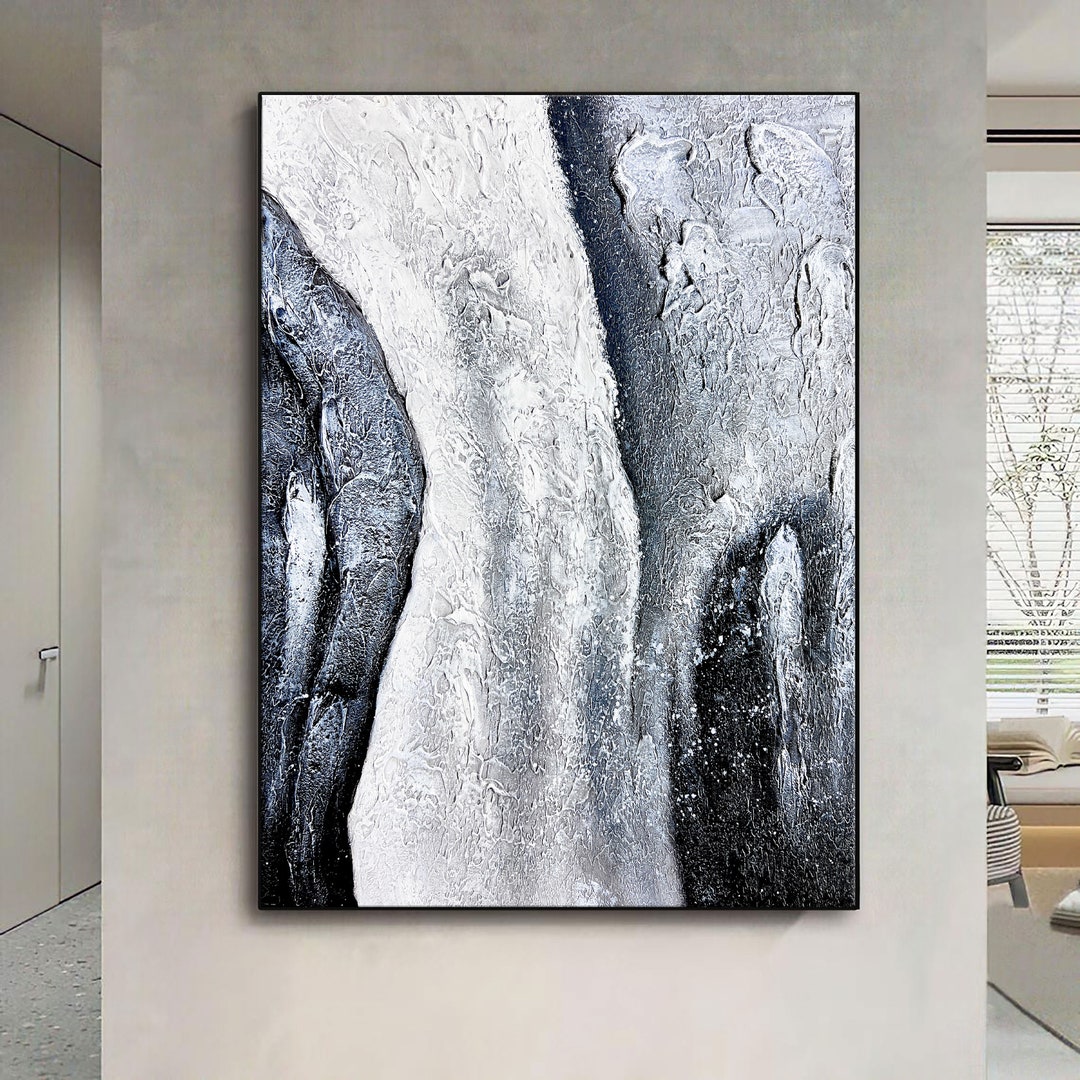 Black and White Grey 3D Wall Art Textured Canvas Grey Textured Wall Art ...