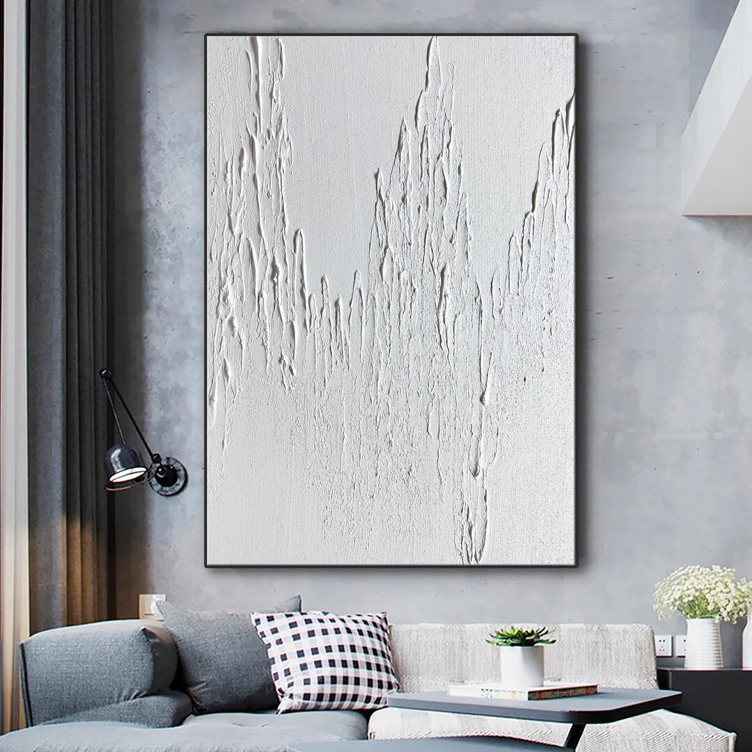 White Abstract Painting White Mural White 3D Texture Art White Abstract Wall Art White Abstract