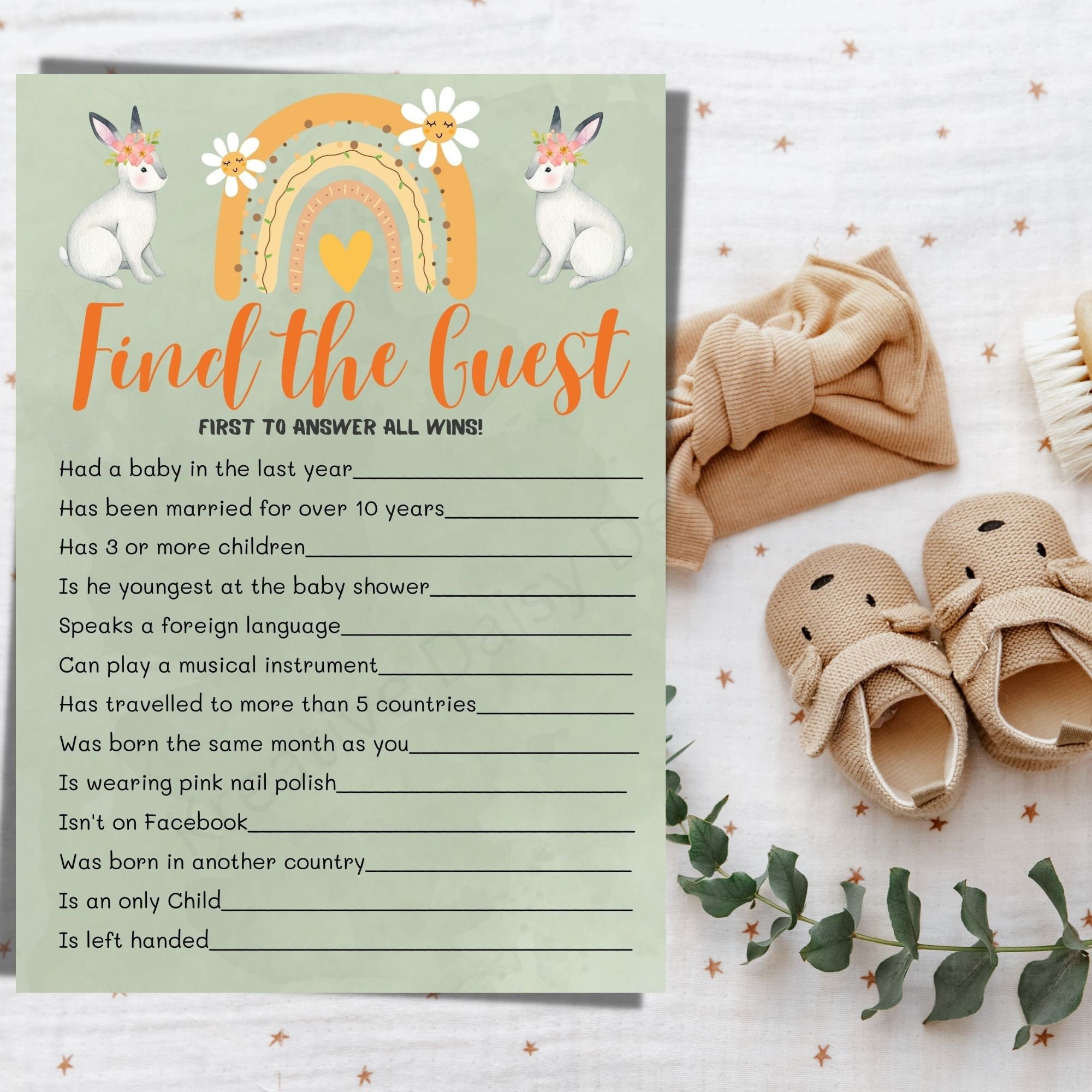 Printable Baby Shower Game Find the Guest Instant Download Etsy