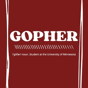 Universiteit van Minnesota Gopher-definitie, UMN, Minnesota, kastanjebruin en goud, universiteit/hogeschool, slaapzaaldecor