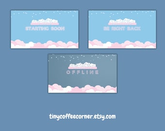 3 x animated twitch screens / twitch streamer / simple overlay / starting soon, brb, offline
