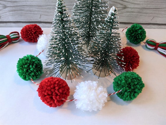 Handmade Mini Christmas Tree Pom Pom Christmas Tree Decor Mantle