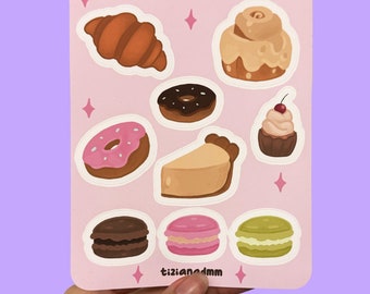 Planificador de hojas con pegatinas de deliciosos pasteles Dulces Panadería con canela