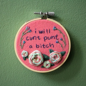 3&quot; Floral Profanity Embroidery Hoop, Pink Series
