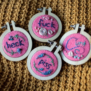 Mini Floral Profanity Embroidery Hoops