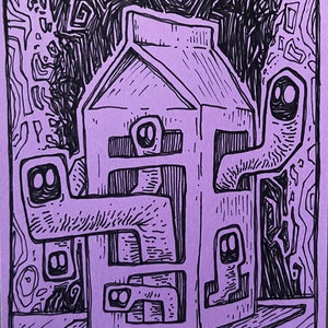 Automatic Sketch : Milk Carton with strange worm creatures. Surreal surrealist pen and ink drawing