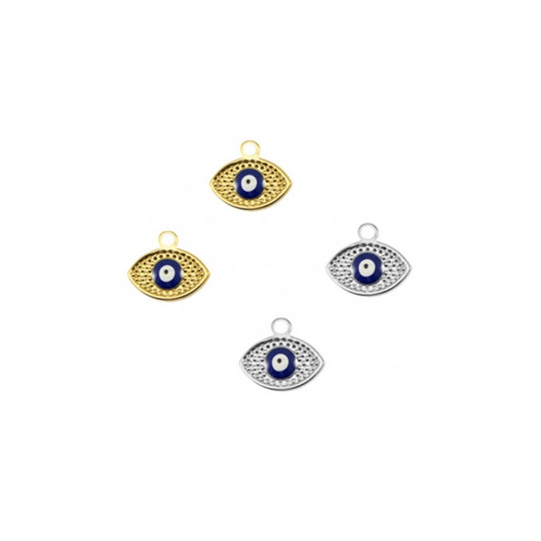 1 Stück Metallanhänger Auge oval, Nazar, rostfreier Stahl, Anhänger Auge Nazar, Edelstahl Nazar, silber oder gold