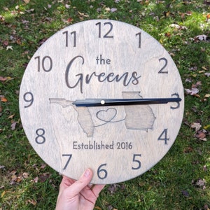 Personalized Wooden Engraved Clock, Custom 12&quot; Wall Clock, Gift for Anniversary, Wedding, Small Business, Retirement, Holiday, Christmas