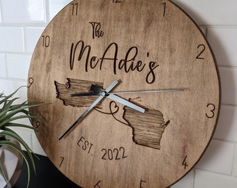 Personalized Engraved Wooden Clock - Custom Wall Decor, Gift for Weddings, Anniversaries, Retirement, Office, Small Business