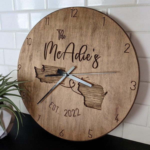 Personalized Engraved Wooden Clock - Custom Wall Decor, Gift for Weddings, Anniversaries, Retirement, Office, Small Business