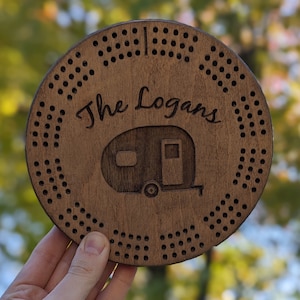 Custom Round Cribbage Board - Travel Size, 6 inch