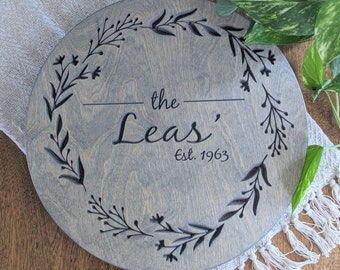 Personalized Wooden Lazy Susan, Engraved Family Name Turn Table, Home Decor