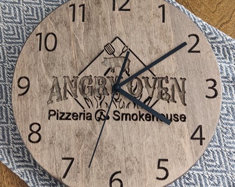 Personalized Wooden Engraved Clock, Wall Clock, Custom Gift for Small Business, Anniversary, Retirement, Holiday, Christmas, Office