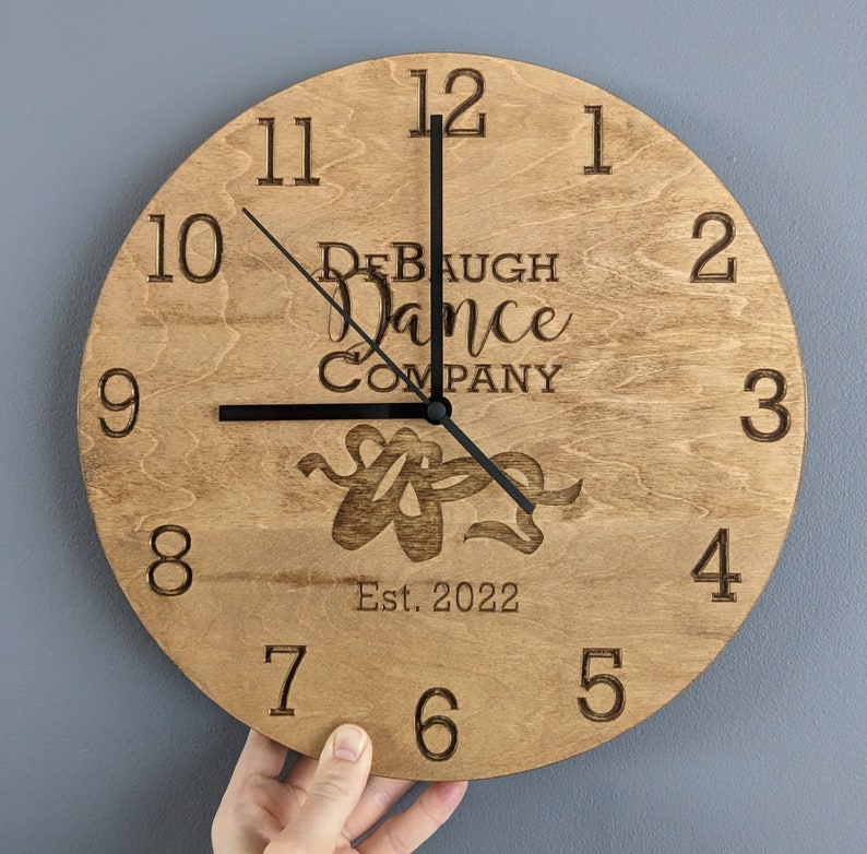 Personalized Engraved Wooden Clock Custom Wall Decor, Gift for Weddings, Anniversaries, Retirement, Office, Small Business image 2