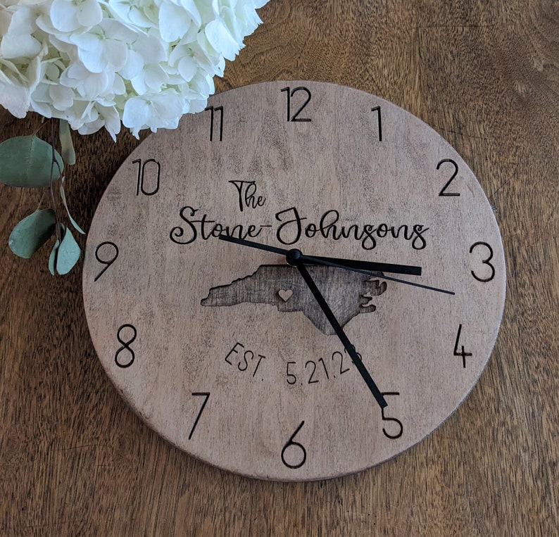 Personalized Engraved Wooden Clock Custom Wall Decor, Gift for Weddings, Anniversaries, Retirement, Office, Small Business image 3