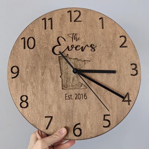 Personalized Engraved Wooden Clock Custom Wall Decor, Gift for Weddings, Anniversaries, Retirement, Office, Small Business image 6
