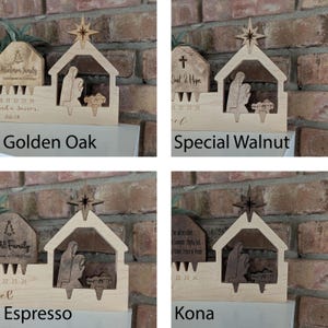 Personalized Wooden Advent Calendar with Nativity, Customized Christmas Countdown, Reusable Minimalist Modern Holiday Activity Counter image 11