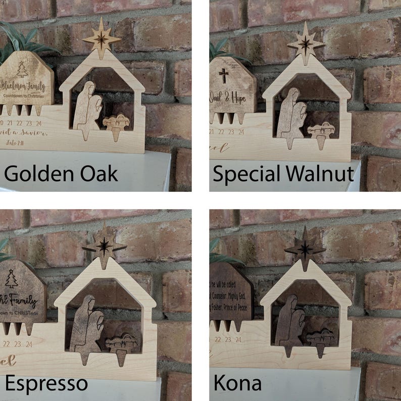 Personalized Wooden Advent Calendar with Nativity, Customized Christmas Countdown, Reusable Minimalist Modern Holiday Activity Counter image 11