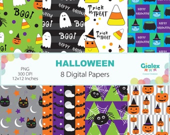 Papel Digital de Halloween, PNG de Halloween, Padrão Digital de Halloween, Digital de Halloween, Pacote de Papéis Digitais de Halloween, Fundo de Halloween