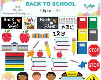 Back To School Clipart, Back To School PNG, Back To School Digital Download, School PNG, School Clipart Set, Teacher Clipart, Illustrations