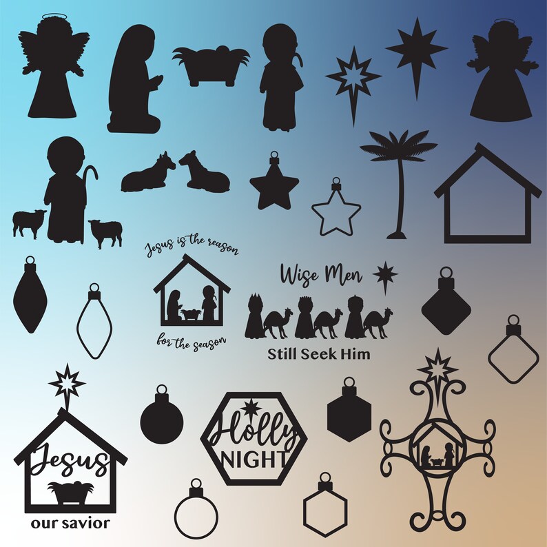 6 Piece Christmas Nativity Stencil Set For Snow Spray Art - Wise Men, Manger, Angel, Star & More! 2 thumbnail image