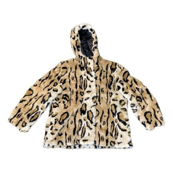 Calvin Klein Cheetah Hooded Bomber Coat Jacket XL - image 1