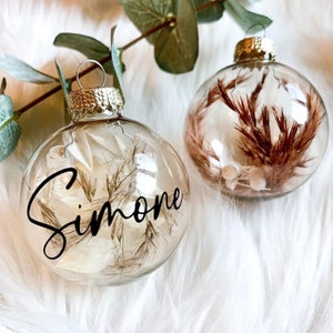 Christmas tree balls 6 cm made of glass with dried flowers | Personalized | Christmas | Christmas present | Christmas decorations | Secret Santa gift