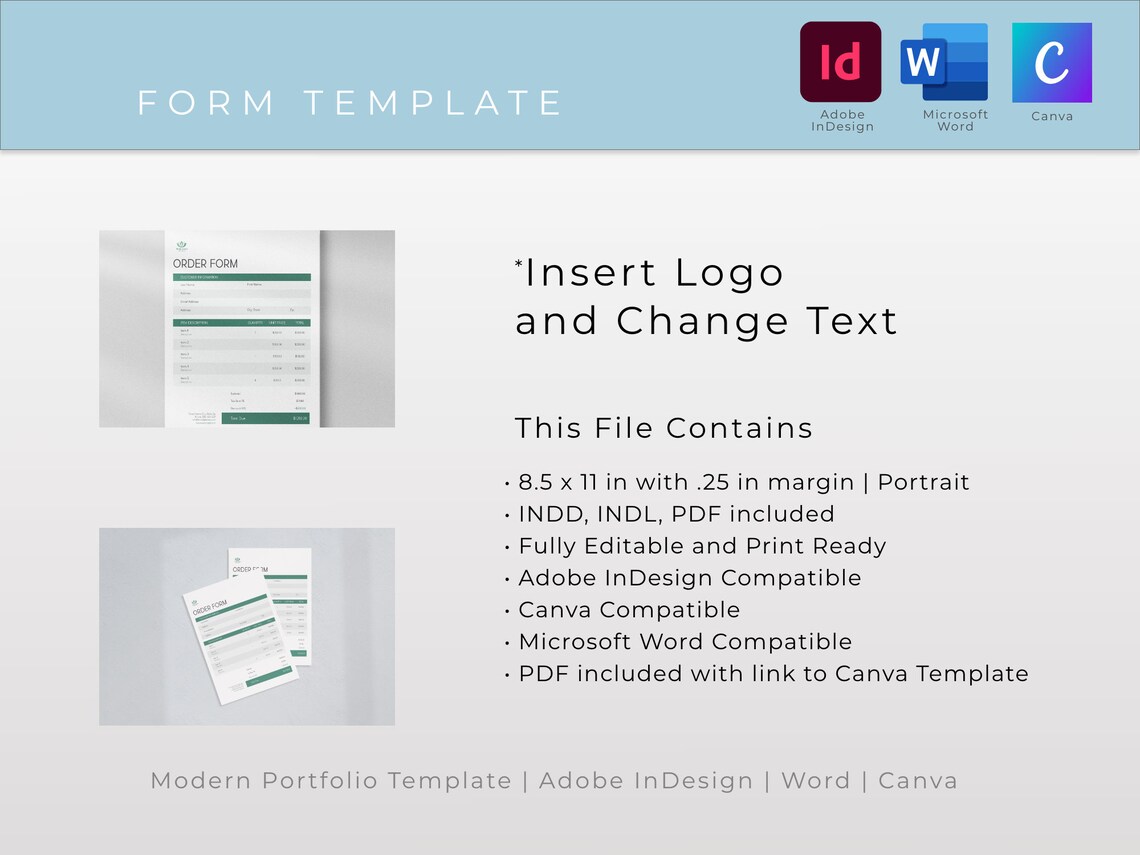 Editable Order Form Template: Microsoft Word, Adobe Indesign - Etsy Canada