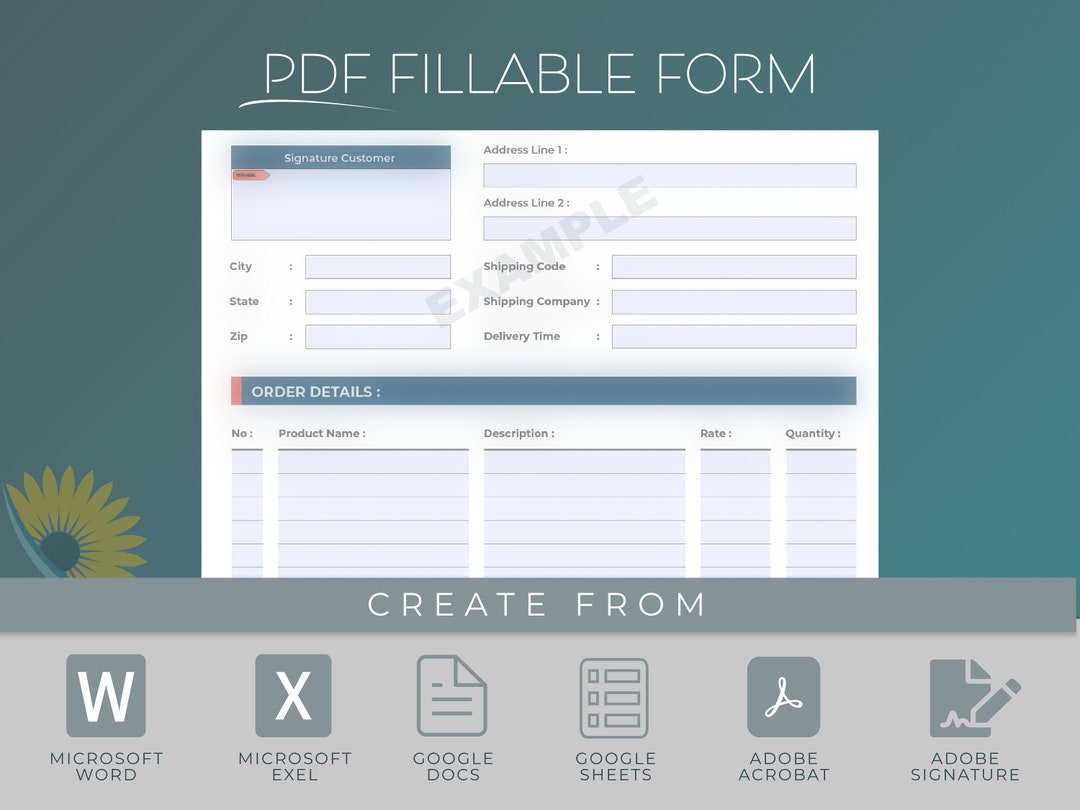 PDF Fillable Form - Etsy
