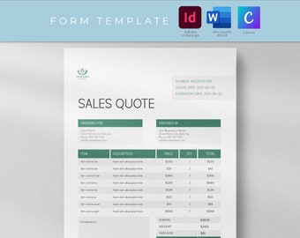 Bewerkbare sjabloon verkoopofferte: digitale download (Canva, Word, InDesign)