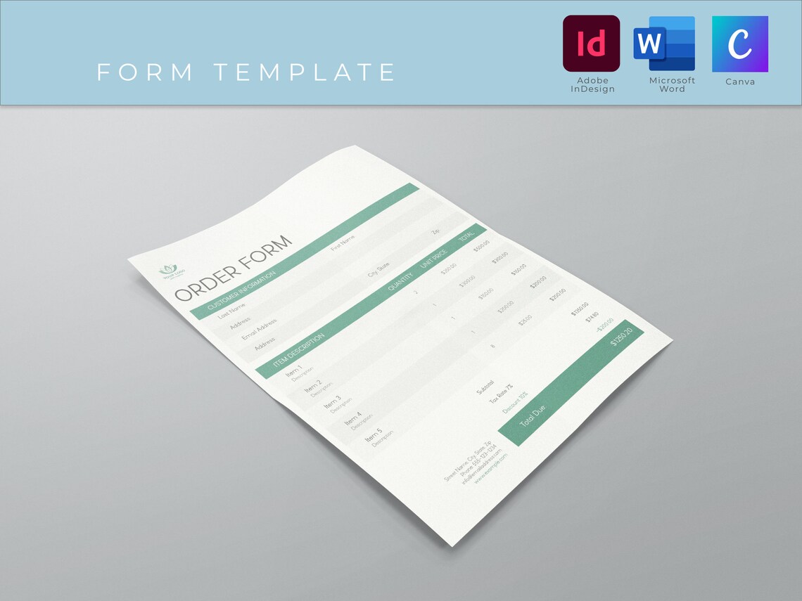 Editable Order Form Template: Microsoft Word, Adobe Indesign - Etsy Canada