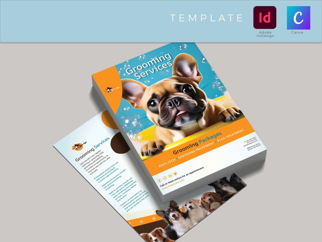 Pet Grooming Flyer Template: Dog Grooming Services -canva & Indesign - Etsy