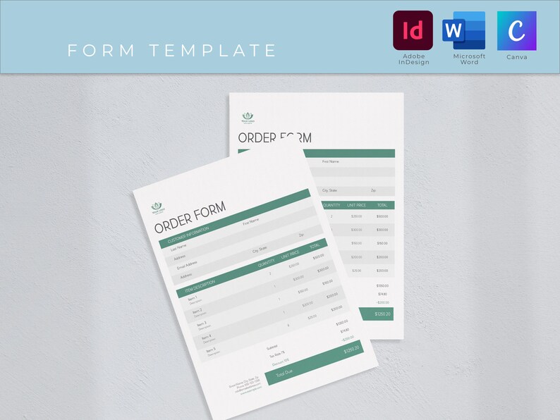 Editable Order Form Template: Microsoft Word, Adobe Indesign - Etsy Canada