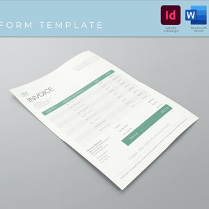 Op de afbeelding: Een witte factuurtemplate met een groen logo en het woord "FACTUUR" in vetgedrukt zwart. De template bevat secties voor hoeveelheid, productbeschrijving, prijs en totaal. De template bevat ook een sectie voor betaalmethoden en een bedankbericht.