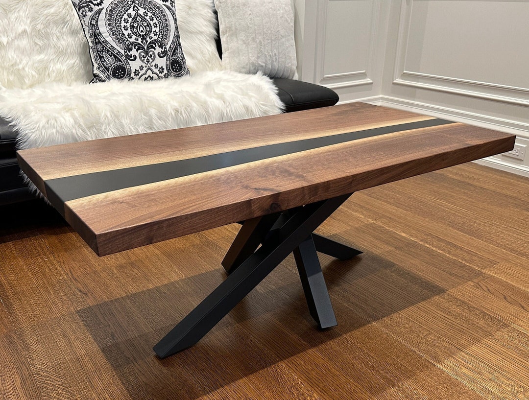 24x48 Black Walnut/epoxy Coffee Table Hand Etsy
