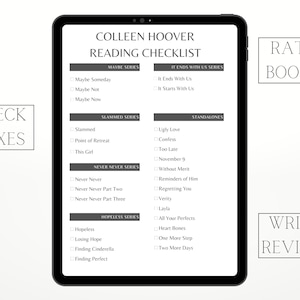 Colleen Hoover Author Reading Checklist, Author Backlist, Printable A4 ...