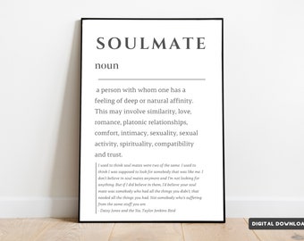 Soulmate Definition Print: Daisy Jones and the Six, Taylor Jenkins Reid (Digital Download)