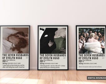 The Seven Husbands of Evelyn Hugo Polaroid Poster, Aesthetic Book Poster, Taylor Jenkins Reid, Book Art, Book Wall Art, Digital Download