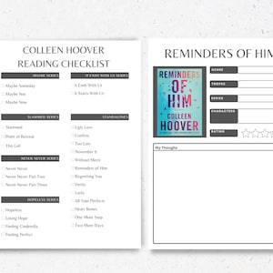 Colleen Hoover Author Reading Checklist, Author Backlist, Printable A4 ...