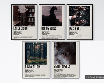 Zodiac Academy Polaroid Poster, Celestial Heirs, Lance Orion, Darius Acrux, Book Art, Caroline Peckham & Susanne Valenti, Digital Download