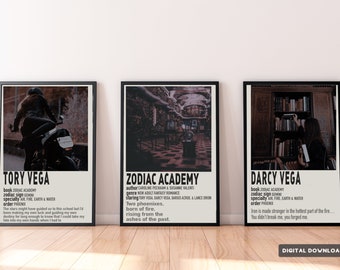 Zodiac Academy Polaroid Poster, Aesthetic Book Poster, Tory Vega, Darcy Vega, Book Art, Caroline Peckham & Susanne Valenti, Digital Download