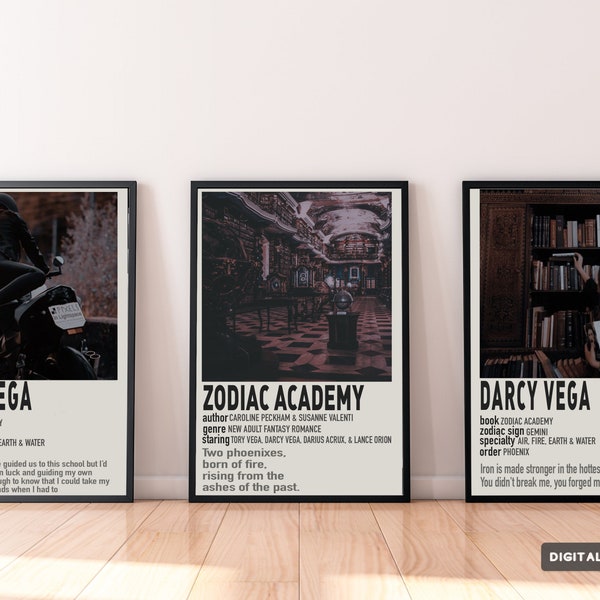 Zodiac Academy Polaroid Poster, Aesthetic Book Poster, Tory Vega, Darcy Vega, Book Art, Caroline Peckham & Susanne Valenti, Digital Download