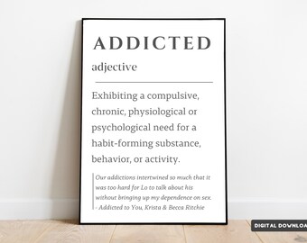 『Addicted to You』ブックウォールアート、美的ブックポスター、ローレン・ヘイル、リリー・キャロウェイ、クリスタ＆ベッカ・リッチー、ブックアート、デジタルダウンロード