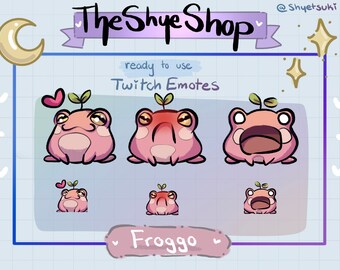 3 Pink Frog Twitch Emotes, Emotes voor Discord Twitch Youtube, Cute Emotes, Kawaii Emotes, Chibi Emotes, Klaar om Emotes te gebruiken